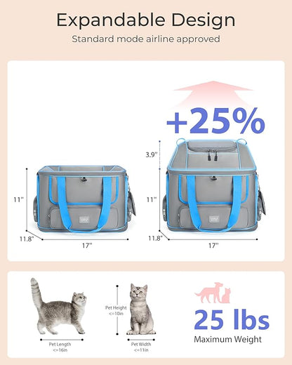 Expandable Cat Dog Carrier: NOBLE DUCK Soft-Sided Pet Carrier Airline Approved - Image 2
