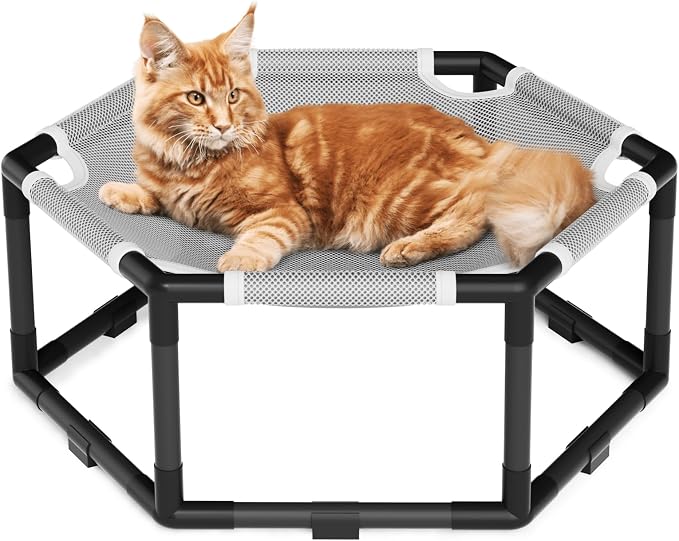 Tresbro Elevated Cat Hammock Bed, Hexagon Raised Cat Swing Bed by Tresbro