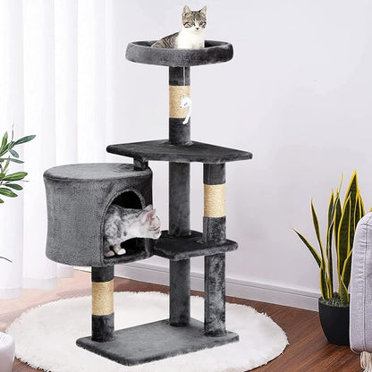 BestPet | 36" Cat Tree Tower | Light Gray | Sturdy Multi-Level Cat Tree - Image 2
