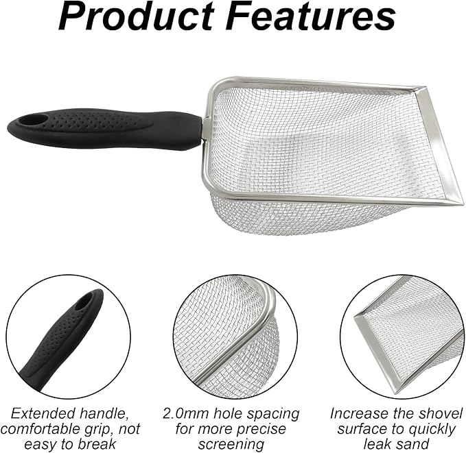Murtenze Stainless Steel Cat Litter Scoop, Non-Stick Coated Metal Fine Sand - Image 4