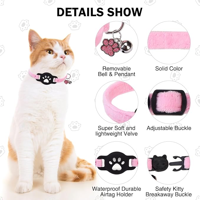 Airtag Cat Collar Breakaway, Cute GPS Cat Tracker Collars - Image 7