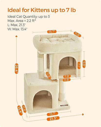 Feandrea Cat Tree, 26.4-Inch Cat Tower, Plush Condo - Image 6