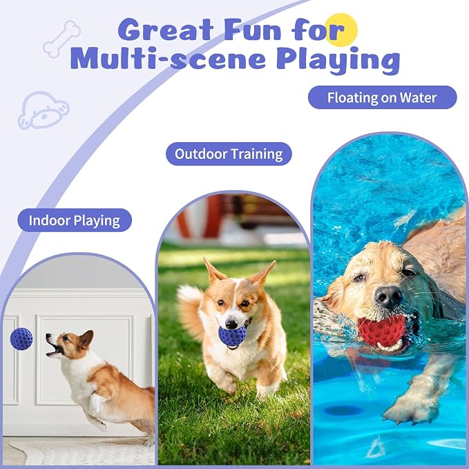 HIPPIH Indestructible Squeaky Dog Toys, Interactive Dog Balls 2 Pack, Chew Toys - Image 5