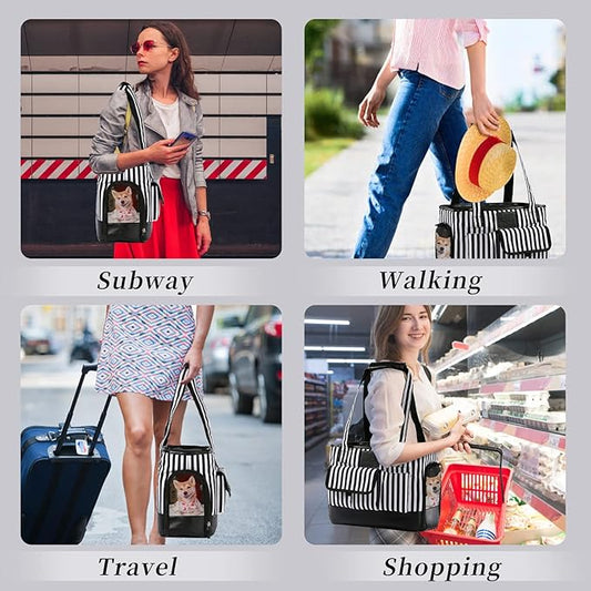 Cat Carrier, Dog Carrier, Pet Carrier, Foldable Waterproof Premium PU Leather - Image 2