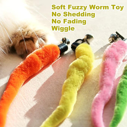 10PCS Cat Worm Toy for Cats, Cat Wand Toy Accessories, Cat Feather Toy - Image 3