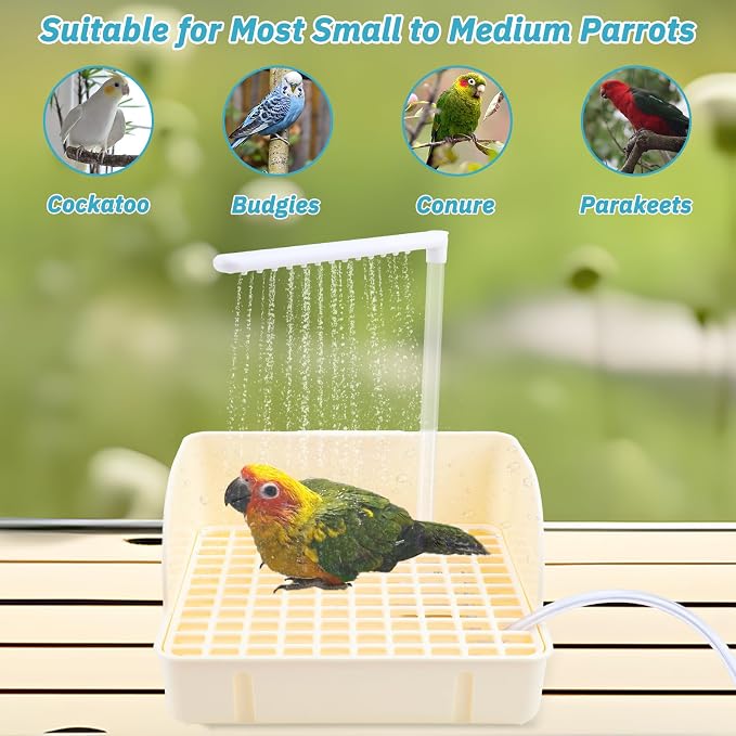 Automatic Bird Bath with Pump, Parrot Bathtub with Anti-Bite Cord Protector - Image 8