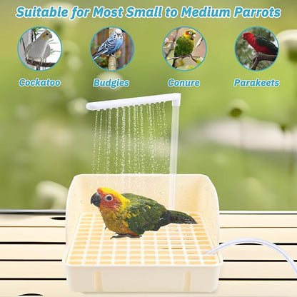Automatic Bird Bath with Pump, Parrot Bathtub with Anti-Bite Cord Protector - Image 8