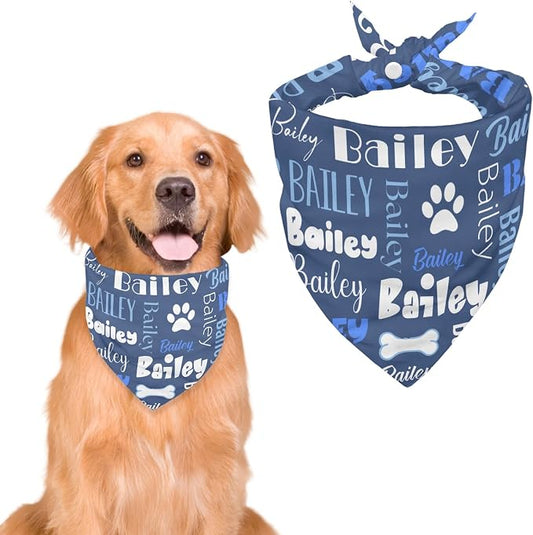 Personalized Dog Bandanas Custom Neckwear Name Button Anti-loosening Dog Scarf by Unknown