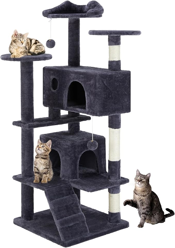 DUMOS 54-inch Indoor Cat Tree Tower –Multi-Level Pet House by DumosLifestyle