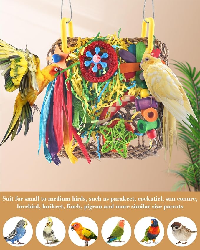 ERKOON Cockatiel Toys, Budgie Toys Foraging Toy Hanging Bird Toy - Image 3