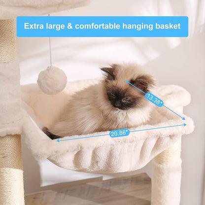 Hey-brother Cat Tree with Litter Box Enclosure, All-in-one Cat Tower - Image 4