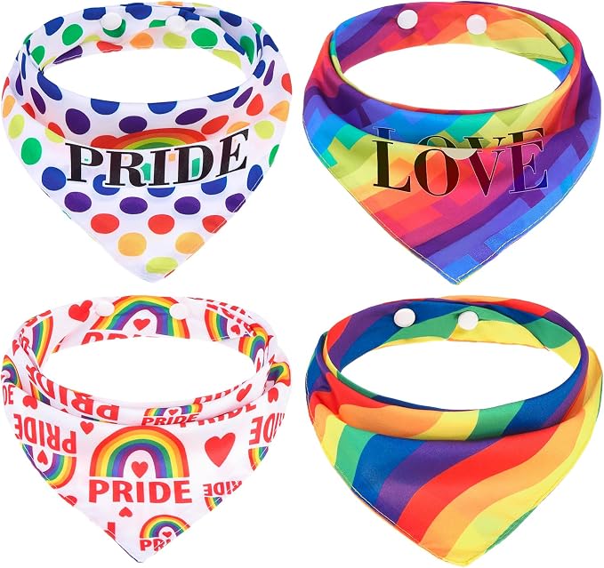 PAWCHIE 4 Pcs Dog Bandanas Gay Pride Rainbow Bandanas, Rainbow Scarf by PAWCHIE