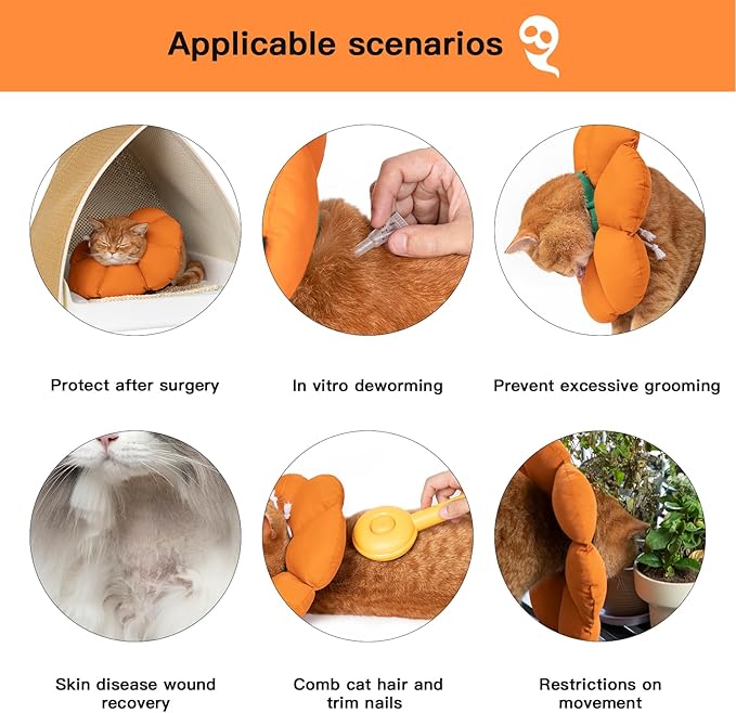 Cat Cone Collar, Cute Waterproof Recovery Collar, Anti-Bite Lick Wound Healing - Image 4