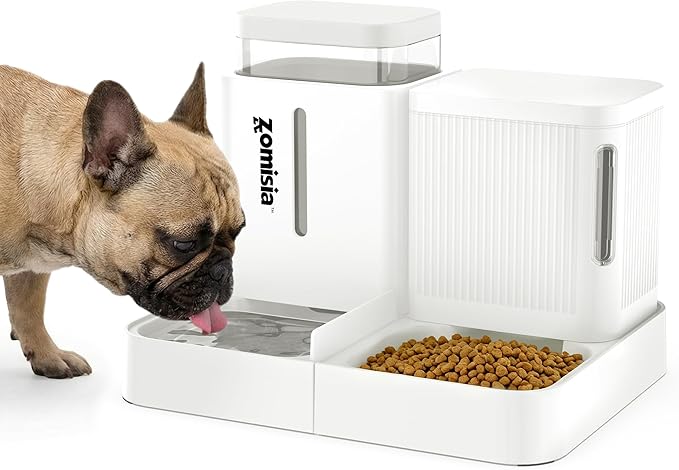 Gravity Dog Food and Water Dispenser, 2 in 1 Automatic Dog Feeder by Zomisia