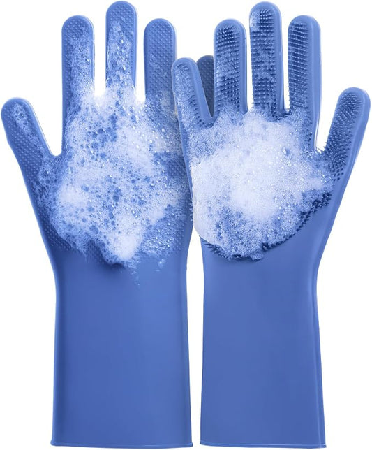 DELOMO Dog Washing Gloves Large Size: 1 Pair Soft and Gentle Silicone Pet by DELOMO