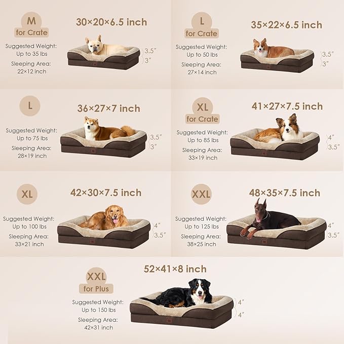 EHEYCIGA Orthopedic Dog Bed for Large Sized Dog, Waterproof Liner & Washable - Image 5