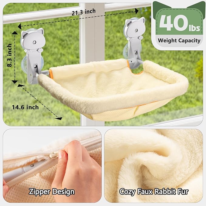 Cat Window Perch Cordless, Foldable & Stable Cat Beds- Breathable Cat Window - Image 5