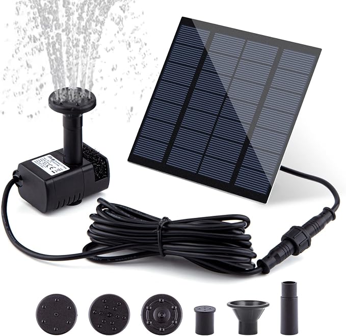 Solar Fountain Pump Kit with Separate Solar Panel, 1.8 W Upgraded Solar Water by LAWOHO