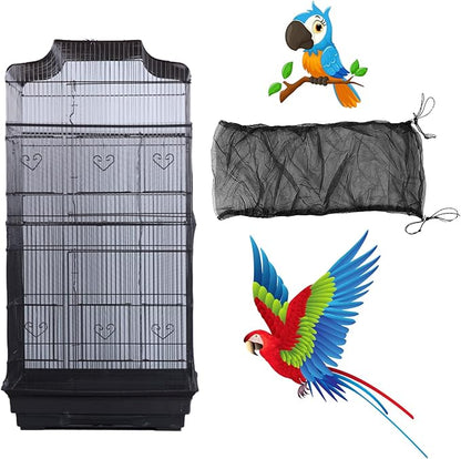 Bird Cage Seed Catcher, Large Airy Gauze Bird Cage Cover Guard, Adjustable by AIMICOCA