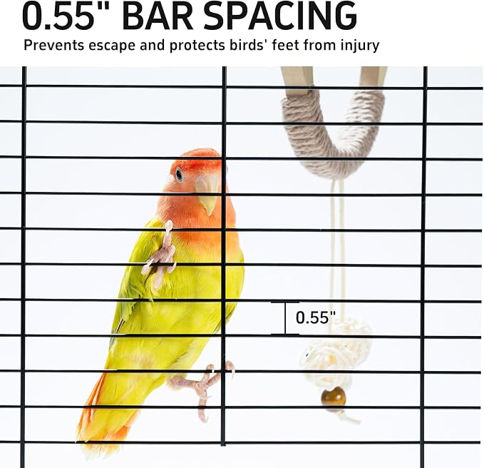 25 inch Bird Cage, Portable Travel Parrot Cage, Double-Layer Parakeet Cage - Image 7