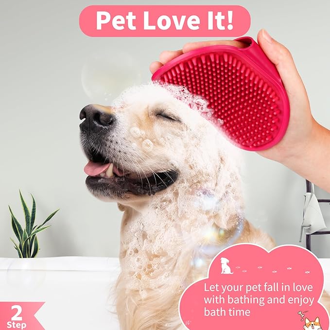 Comotech 6PCS Dog Bath Brush & Dog Toothbrush | Adjustable Handle Shampoo Brush - Image 3
