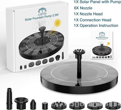 AISITIN Solar Fountain Pump 2.5W, 6.7" Solar Powered Water Fountain - Image 8