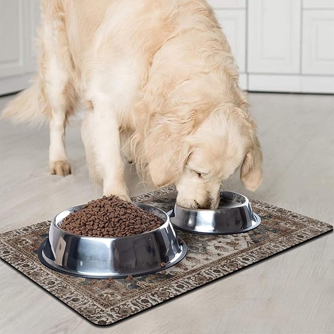 Dog Food Mats for Floors, Absorbent and Quick-Drying Pet Cat Food Mat, - Image 2