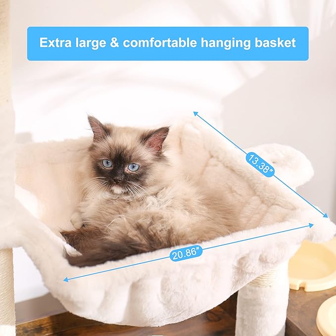 Hey-brother Cat Tree with XL Litter Box Enclosure, All-in-one Cat Tower - Image 4