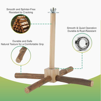 Rotating Bird Perches, Natural Wooden Perch - Image 4