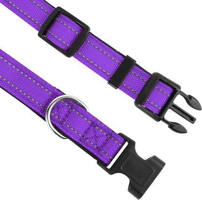 Reflective Dog Collar, Adjustable Soft Neoprene Padded Nylon Pet Collars - Image 3