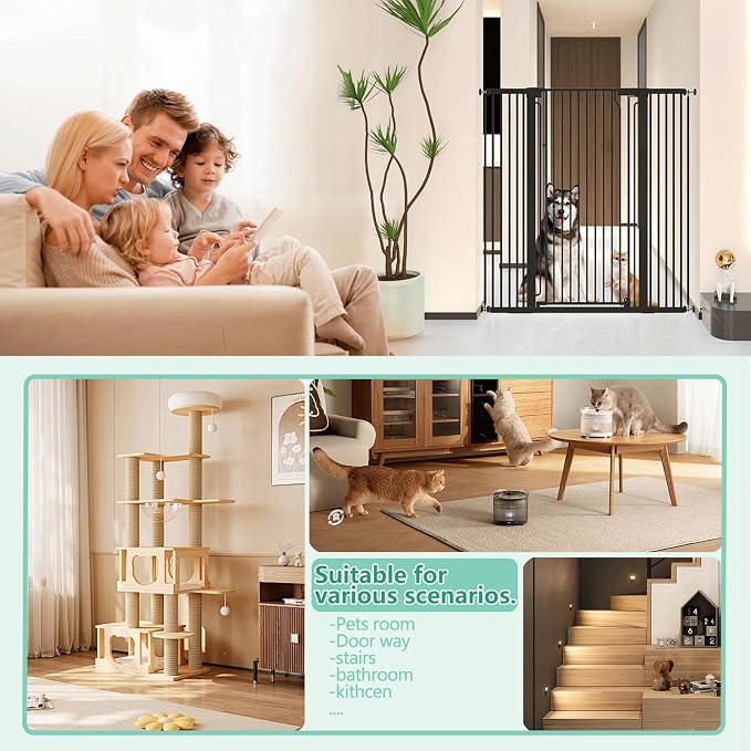 51" Extra Tall Cat Gate for Doorway Auto Close Encrypted Cat Gate 28.5"-48.7" - Image 5