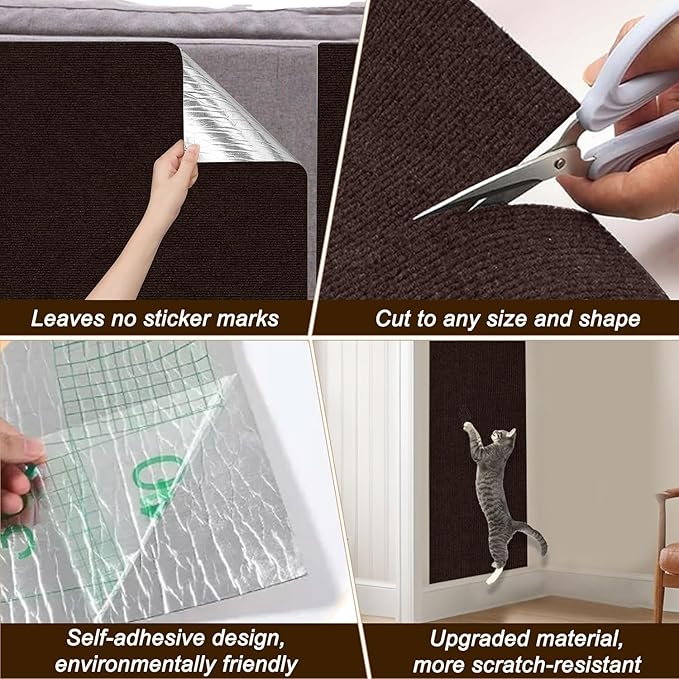 Cat Scratch Mat, 118.5"x15.9" Trimmable Self-Adhesive Cats Scratch Carpet - Image 6