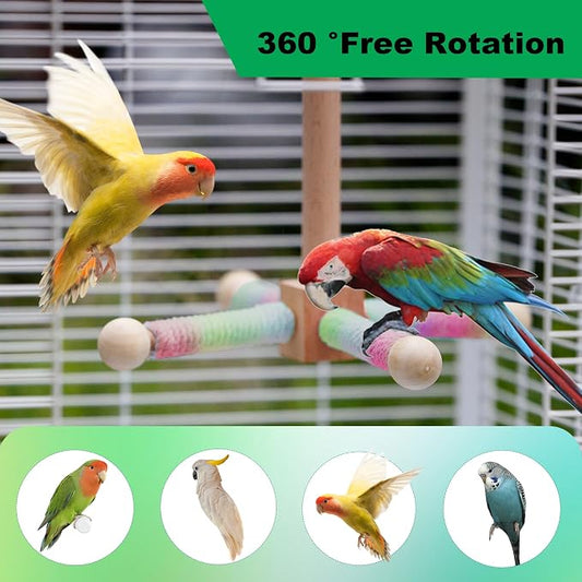 24 Inch Bird Perch Rope with 360° Free Rotating Stand, 0.8 Inch Diameter - Image 2