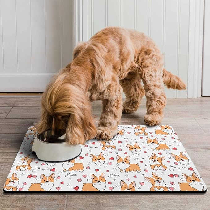 Corgi Dog Food & Water Mat, Pet Feeding Mat - Image 3