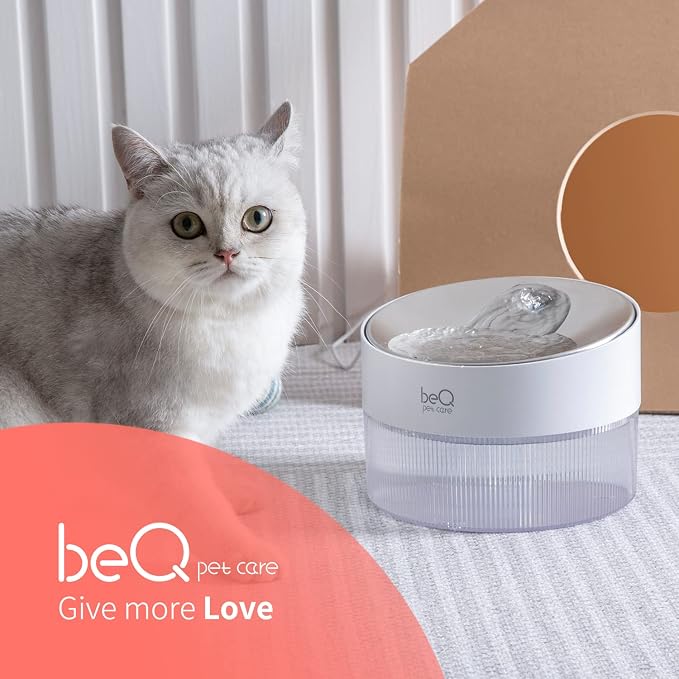 beQ Cat Water Fountain, 2.5L/84oz Inside Ultra-Quiet Stainless Steel Automatic - Image 6
