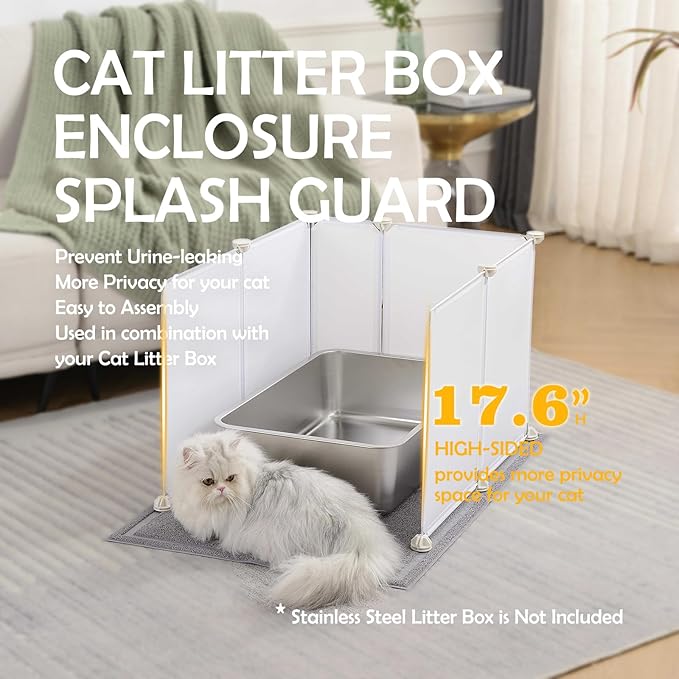 MEEXPAWS Cat Litter Box Enclosure Splash Guard Extra Large 28L × 21.5W x 18H - Image 2