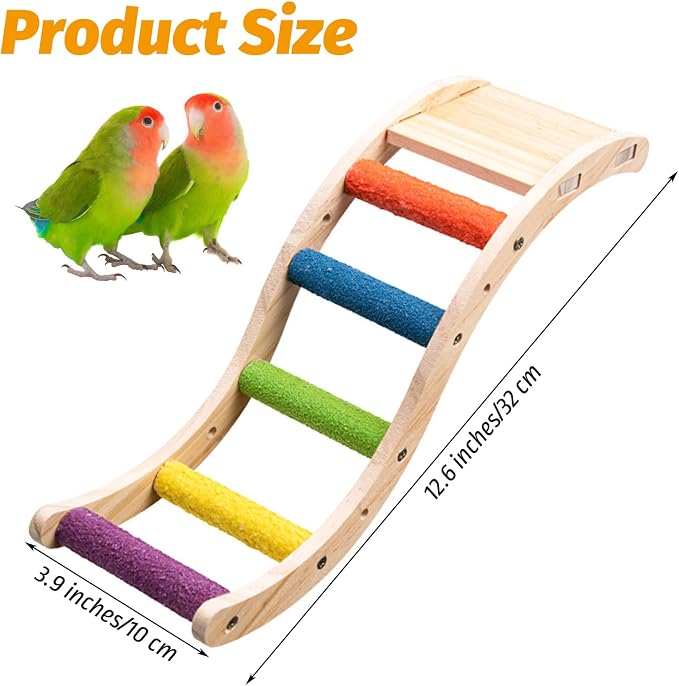 Hamiledyi Nature Wooden Bird Ladder Pet Parrots Climb Bridge Exercise Stands - Image 5