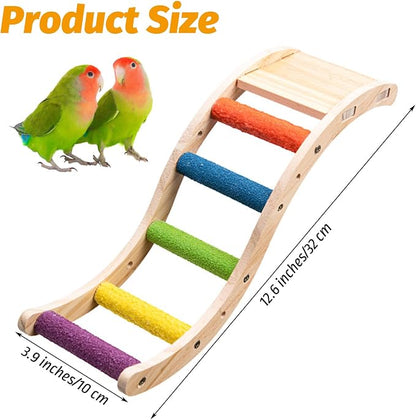 Hamiledyi Nature Wooden Bird Ladder Pet Parrots Climb Bridge Exercise Stands - Image 5