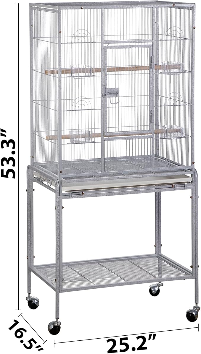 ZENY 53-Inch Bird Flight Cage, Wrought Iron Standing Large - Image 7