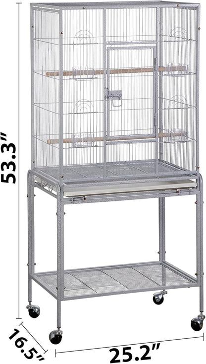 ZENY 53-Inch Bird Flight Cage, Wrought Iron Standing Large - Image 7