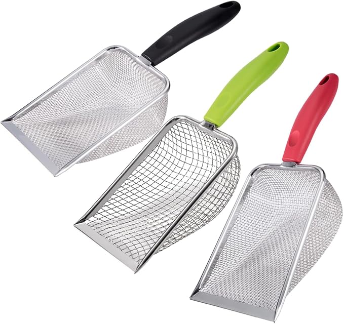 3PCS Cat Litter Scoop, Reptile Stainless Steel Fine Mesh, Litter Cleaner Corner by SUMHEN