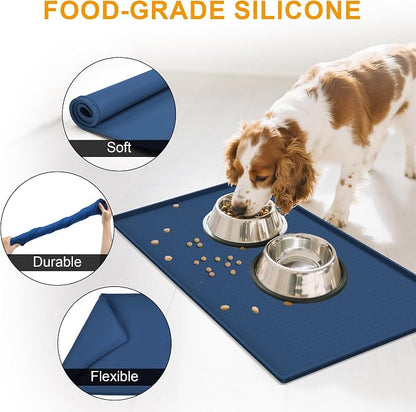 Mofason Pet Food Mat Waterproof Dog Mat 24”x16” Large – 0.5” inch Raised Edge - Image 4