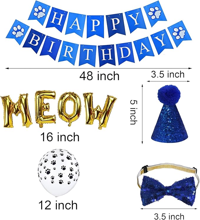 Cat Birthday Party Supplies, Cat Birthday Hat - Image 6