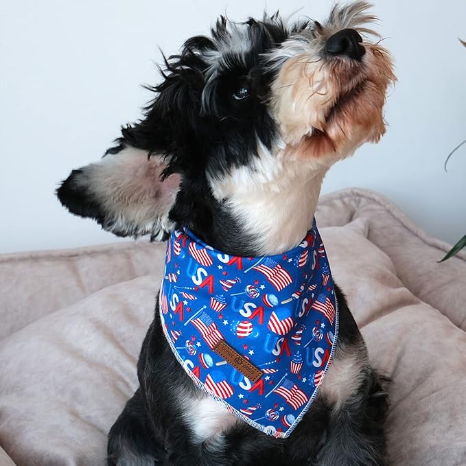lionet paws Patriotic 4th of July Dog Bandana American Flag - Image 2