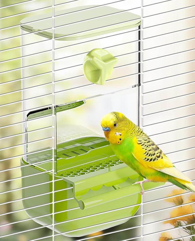 BNOSDM No Mess Bird Cage Feeders Automatic Bird Feeder Parrot Cage Accessories by BNOSDM