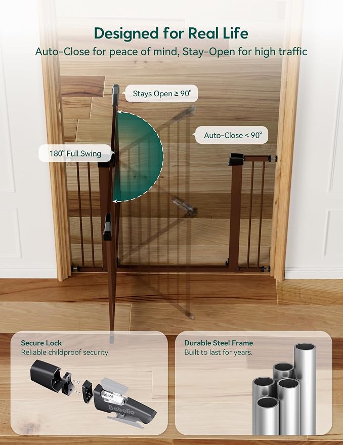 Babelio Metal Baby Gate, 29-48" Auto Close Easy Install Pet Gate, Extra Wide - Image 5