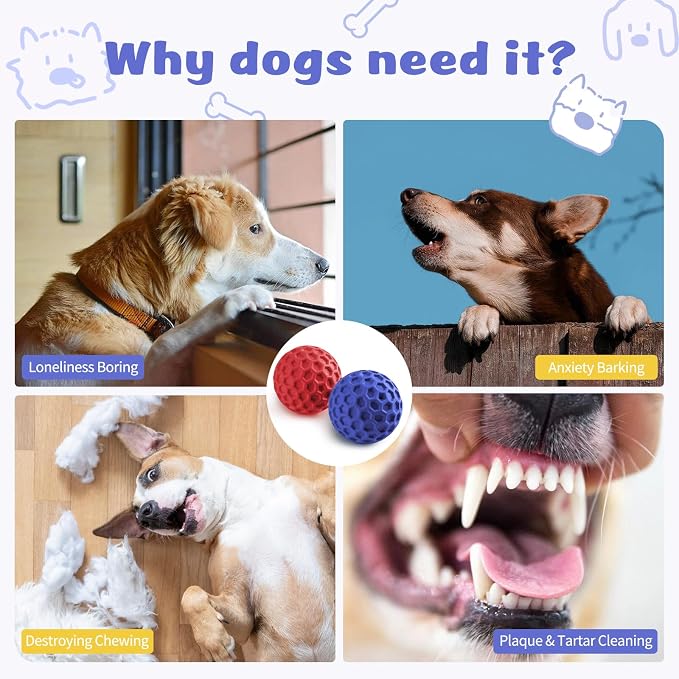 HIPPIH Indestructible Squeaky Dog Toys, Interactive Dog Balls 2 Pack, Chew Toys - Image 4