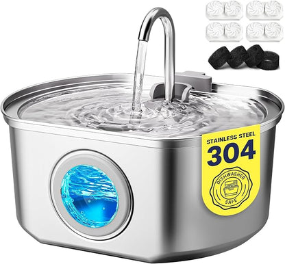 Cat Water Fountain Stainless Steel: 108oz/3.2L Cat Fountain by Neareal