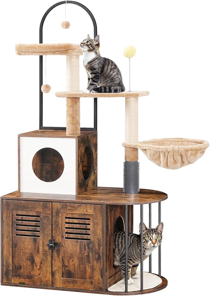 HOOBRO Cat Tree with Litter Box Enclosure, All-in-One 31.5" Cat Tower with by HOOBRO