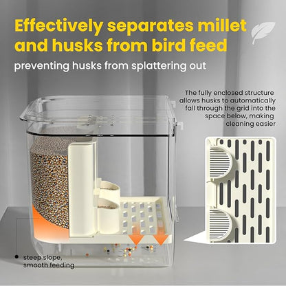 No Mess Automatic Bird Feeder, Transparent Seed Food Container, Bird Cage - Image 3